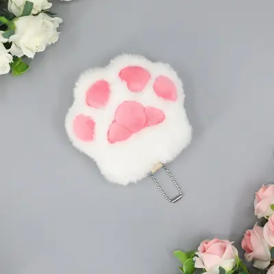 Srčkan obesek za ključe s tačko mačke White+Pink