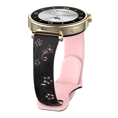 Dvobarvni silikonski pašček za uro Pink 20 mm