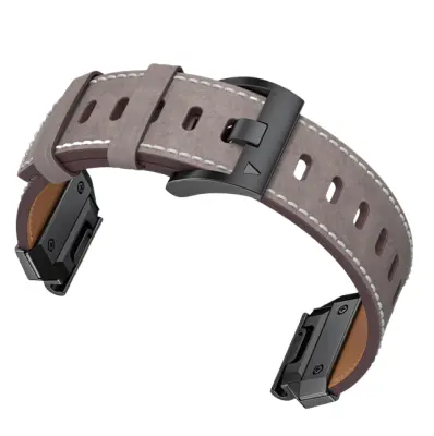 Usnjen pašček za uro Garmin Fenix 8/7X/7/6/5/965 Gray 26 mm