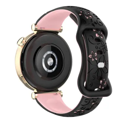 Dvobarvni silikonski pašček za uro Pink 16 mm