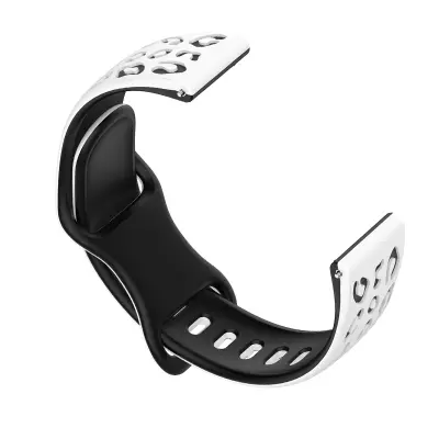 Dvobarvni silikonski pašček za uro Huawei GT4/5, Samsung, Garmin White+Black 18 mm