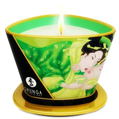 SHUNGA - MINI CARESS OB SVEČAH MASAŽNA T SVEČKA ZELENA 170 ML