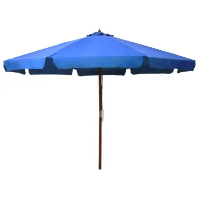 The Living Store Zunanji senčnik z lesenim drogom 330 cm sinje moder - Senčnik