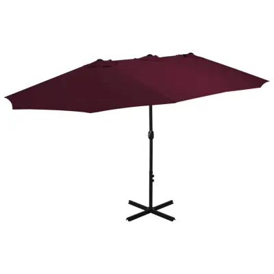 The Living Store Zunanji senčnik z aluminijastim drogom 460x270 cm bordo rdeč - Senčnik