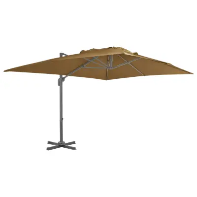 The Living Store Previsni senčnik z aluminijastim drogom 400x300 cm taupe - Previsni Senčnik