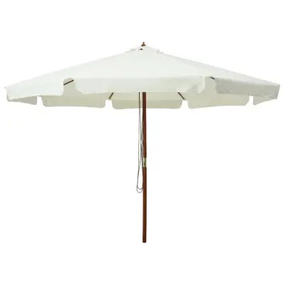 The Living Store Zunanji senčnik z lesenim drogom 330 cm peščeno bel - Senčnik
