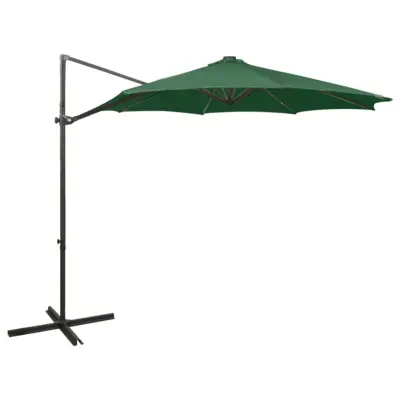 The Living Store Vrtni senčnik z LED lučkami zelen 300 cm - Previsni Senčnik