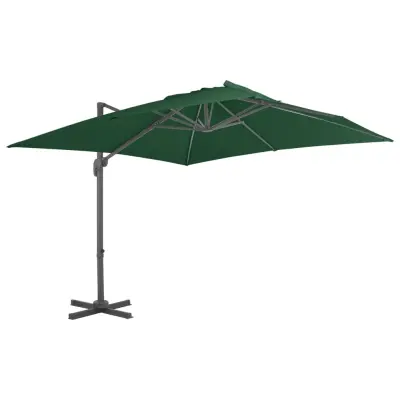 The Living Store Previsni senčnik z aluminijastim drogom 400x300 cm zelen - Previsni Senčnik
