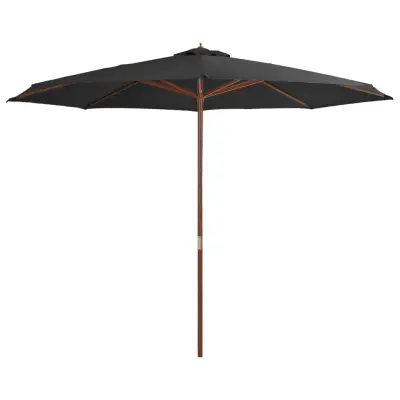 The Living Store Zunanji senčnik z lesenim drogom 350 cm antracit - Senčnik