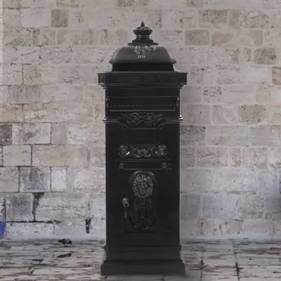 The Living Store Stoječi poštni nabiralnik aluminij starinski stil črne barve - Stoječi Poštni Nabiralnik