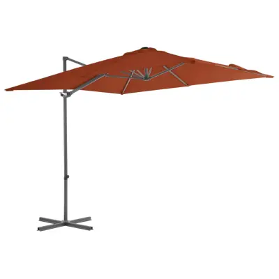The Living Store Vrtni senčnik z jeklenim drogom terakota 250x250 cm - Previsni Senčnik