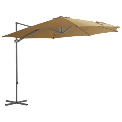 The Living Store Previsni senčnik z jeklenim drogom 300 cm taupe - Previsni Senčnik