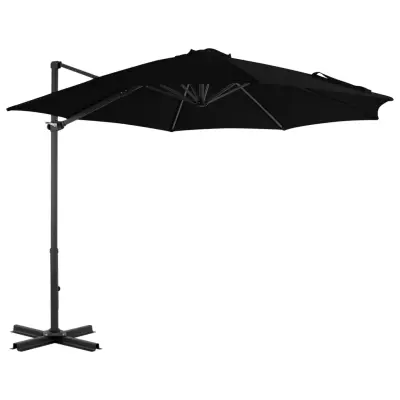 The Living Store Vrtni senčnik z aluminijastim drogom črn 300 cm - Previsni Senčnik