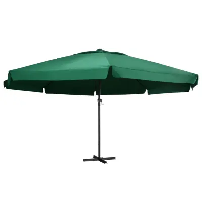 The Living Store Zunanji senčnik z aluminijastim drogom 600 cm zelen - Senčnik