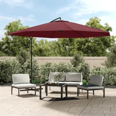 The Living Store Previsni senčnik z aluminijastim drogom 350 cm bordo rdeča - Previsni Senčnik