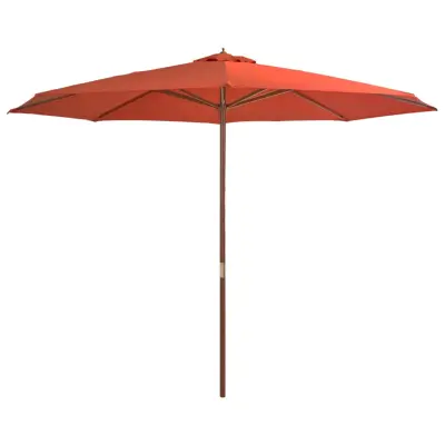 The Living Store Zunanji senčnik z lesenim drogom 350 cm terakota - Senčnik
