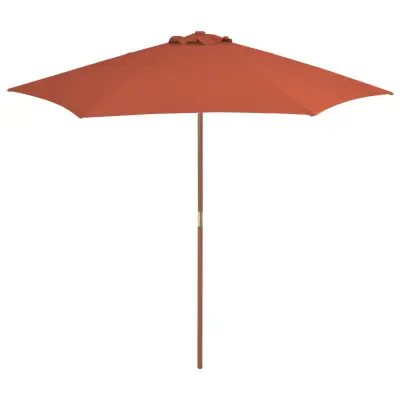 The Living Store Zunanji senčnik z lesenim drogom 270 cm terakota - Senčnik