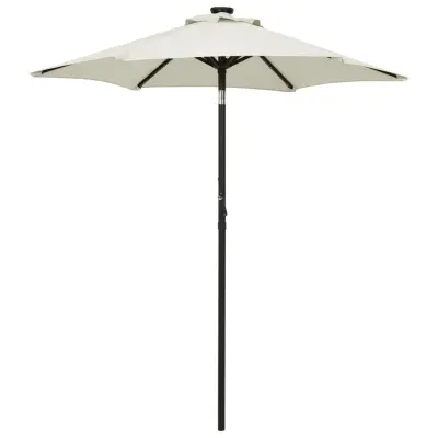 The Living Store Senčnik z LED lučkami peščen 200x211 cm aluminij - Senčnik