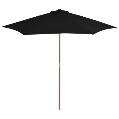 The Living Store Zunanji senčnik z lesenim drogom črn 270 cm - Senčnik