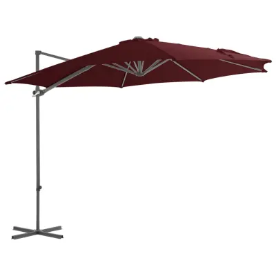 The Living Store Vrtni senčnik z jeklenim drogom bordo rdeč 300 cm - Previsni Senčnik