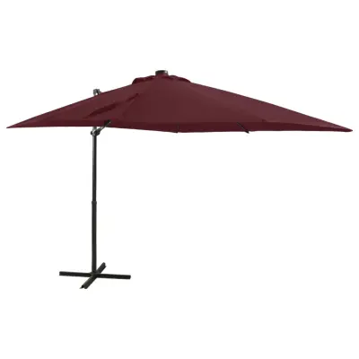 The Living Store Vrtni senčnik z LED lučkami bordo rdeč 250 cm - Previsni Senčnik