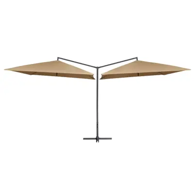 The Living Store Dvojni senčnik z jeklenim drogom 250x250 cm taupe - Dvojni Senčnik