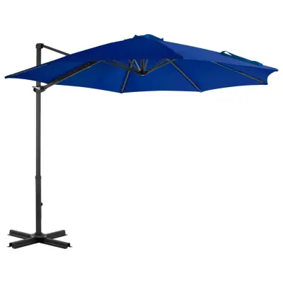 The Living Store Vrtni senčnik z aluminijastim drogom sinje moder 300 cm - Previsni Senčnik