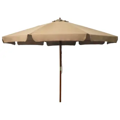 The Living Store Zunanji senčnik z lesenim drogom 330 cm taupe - Senčnik