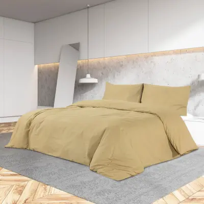 The Living Store Posteljnina taupe 225x220 cm lahka mikrovlakna - Komplet Prevlek Za Odejo