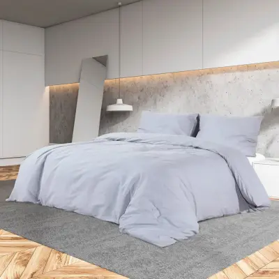 The Living Store Posteljnina siva 220x240 cm bombaž - Komplet Prevlek Za Odejo