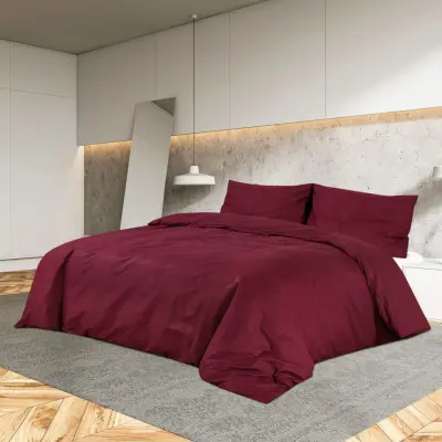 The Living Store Posteljnina bordo 200x220 cm bombaž - Komplet Prevlek Za Odejo