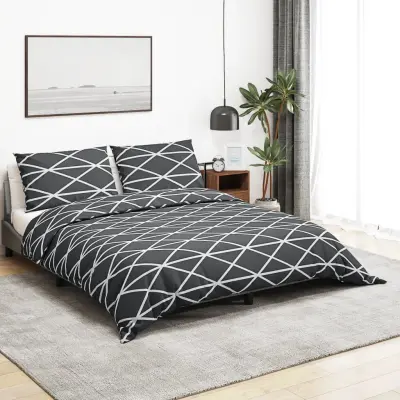 The Living Store Posteljnina siva 200x200 cm bombaž - Komplet Prevlek Za Odejo