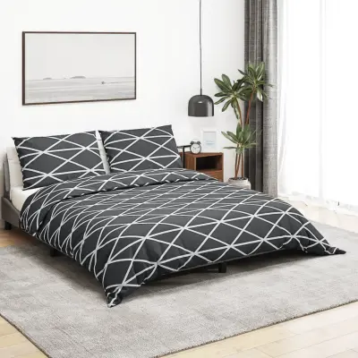 The Living Store Posteljnina siva 200x200 cm bombaž - Komplet Prevlek Za Odejo