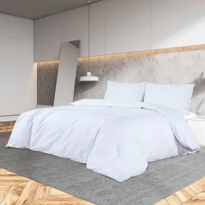 The Living Store Posteljnina bela 200x200 cm bombaž - Komplet Prevlek Za Odejo