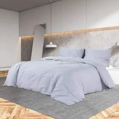 The Living Store Posteljnina siva 200x200 cm bombaž - Komplet Prevlek Za Odejo