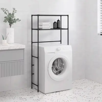 The Living Store 2-nadstropni regal za nad pralni stroj črn 69x28x143 cm železo - Regal Za Shranjevanje