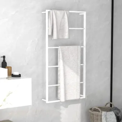The Living Store Stojalo za brisače belo 60x10x116 cm jeklo - Stojalo Za Brisače