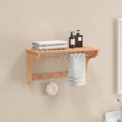 The Living Store Regal za brisače 60x30x35 cm trdna orehovina - Stojalo Za Brisače