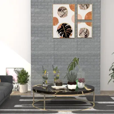 The Living Store 3D tapete opeke samolepilne 40 kosov antracitne - Tapeta