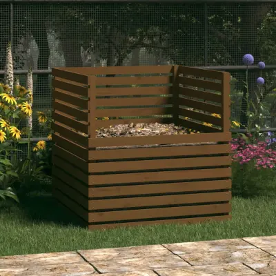 The Living Store Kompostnik medeno rjav 100x100x102 cm trdna borovina - Kompostnik