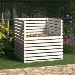 The Living Store Kompostnik bel 100x100x102 cm trdna borovina - Kompostnik