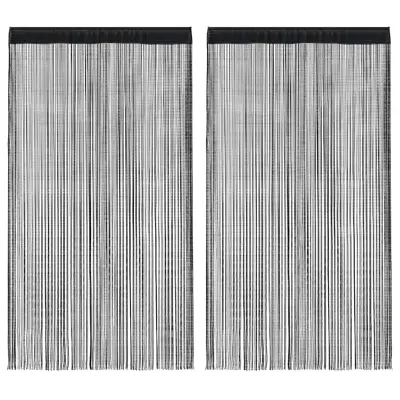 The Living Store Zavese iz nitk 2 kosa 100x250 cm črne barve - Zavesa Iz Nitk