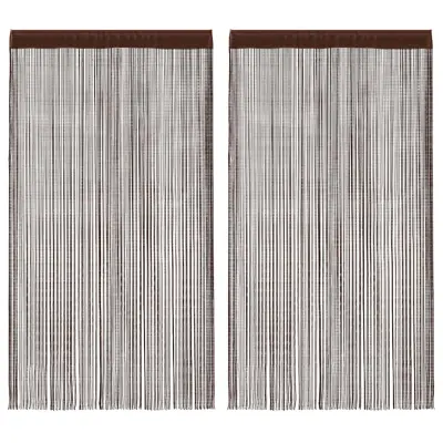 The Living Store Zavese iz nitk 2 kosa 140x250 cm rjave barve - Zavesa Iz Nitk