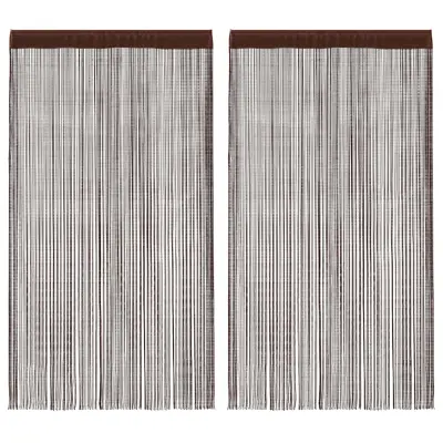 The Living Store Zavese iz nitk 2 kosa 100x250 cm rjave barve - Zavesa Iz Nitk