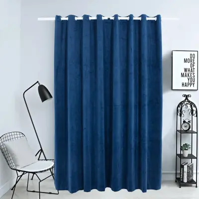 The Living Store Zatemnitvena zavesa z obročki žametna temno modra 290x245 cm - Zavesa