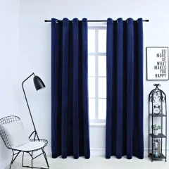 The Living Store Zatemnitvene zavese z obročki 2 kosa žamet temno modre 140x245 - Zavesa