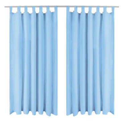 The Living Store Zavese iz mikro satena 2 kosa z zankami 140x175 cm turkizne - Zavesa