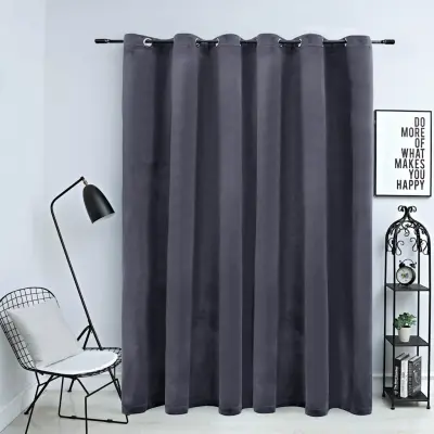 The Living Store Zatemnitvena zavesa z obročki žametna antracitna 290x245 cm - Zavesa