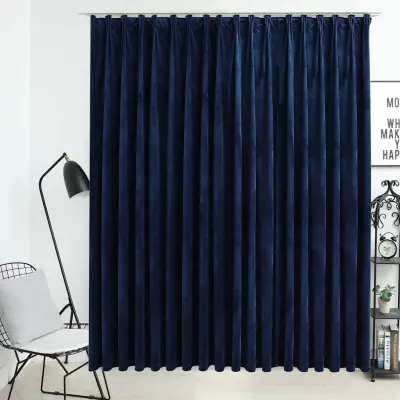 The Living Store Zatemnitvena zavesa z obešali žametna temno modra 290x245 cm - Zavesa