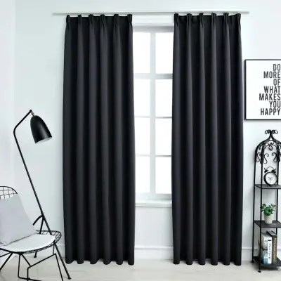 The Living Store Zatemnitvene zavese z obešali 2 kosa črne 140x175 cm - Zavesa